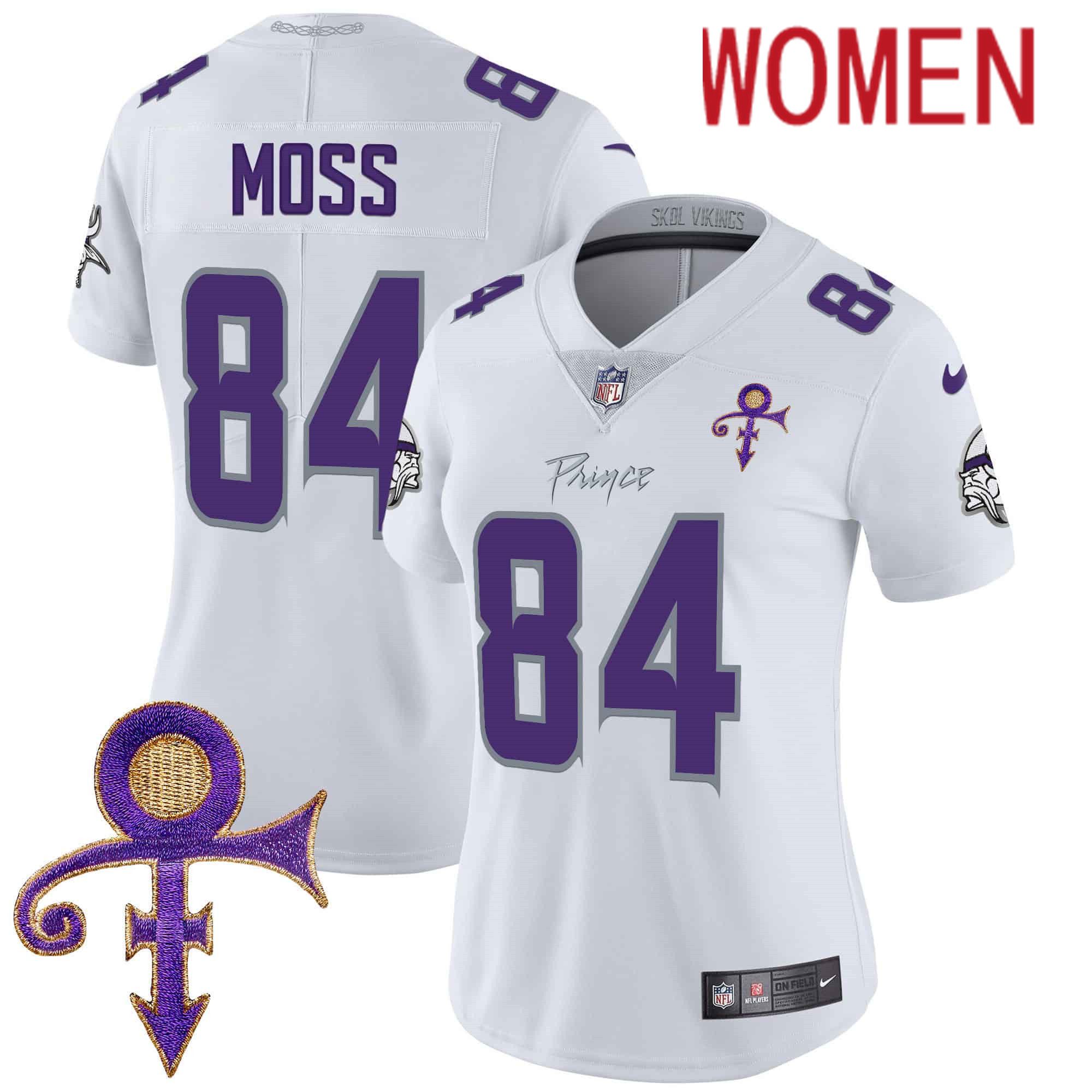 Women Minnesota Vikings #84 Moss White 2024 Nike Prince Vapor Limited NFL Jersey
